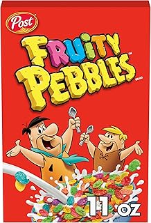 Post Fruity PEBBLES Cereal, Fruity Kids Cereal, Gluten Free Rice Cereal for Kids, 11 OZ Cereal Box