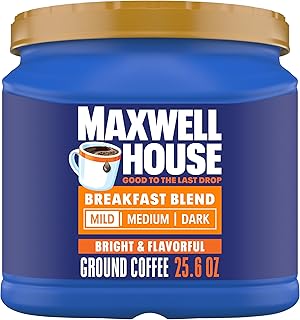 Maxwell House Breakfast Blend Mild Roast Ground Coffee, 25.6 oz Canister