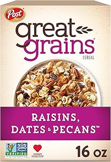 Raisins Dates and Pecans Breakfast Cereal, Raisin Cereal with Sweet Dates and Granola Clusters, Non-GMO Project Verified, 16 OZ Box