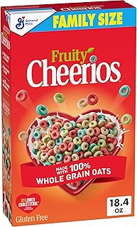 Fruity Cheerios, Heart Healthy Gluten Free Breakfast Cereal, Made with Whole Grain Oats, Family Size, 18.4 oz