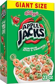 Kellogg’s Apple Jacks Breakfast Cereal, Kids Snacks, Family Breakfast, Giant Size, Original, 23oz Box (1 Box)