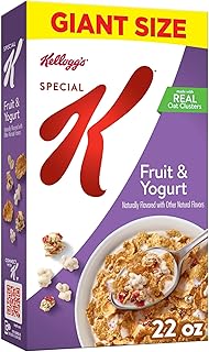Kellogg's Special K Breakfast Cereal, Family Breakfast, Fiber Cereal, Giant Size, Fruit and Yogurt, 22oz Box (1 Box)
