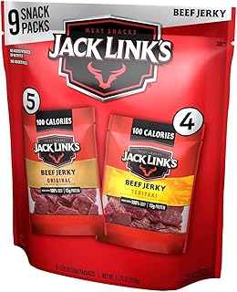 Jack Link's Beef Jerky Variety Pack Includes Original and Teriyaki Jerky, Bulk Protein Snack Bags, Good Source of Protein, Meat Snacks Made with 100% Beef, Individual Bags 1.25 Oz (Pack of 9)