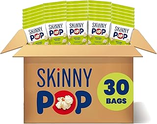 SkinnyPop Original Popcorn, Individual Snack Size Bags, Skinny Pop, Healthy Popcorn Snacks, Gluten Free, 0.65 Ounce (Pack of 30)