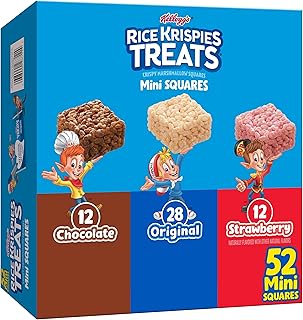 Rice Krispies Treats Mini Crispy Marshmallow Squares, Kids Snacks, Lunch Snacks, Variety Pack, 20.1oz Box (52 Bars)