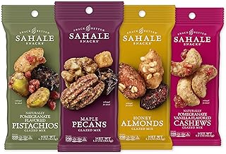 Sahale Snacks Glazed Mix Nut Blend Variety Pack, 1.5 Oz Grab & Go Bags (12 Total Packs) - Four Different Dry-Roasted Deluxe Mixed Nuts Blends Included - Non-GMO Kosher & Certified Gluten-Free Snacks