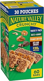 Nature Valley Crunchy Granola Bars, Value Pack, 60 Bars, 44.7 OZ Count (30 Pouches)