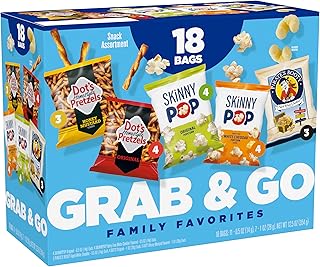 SkinnyPop Family Favorites Multipack, SkinnyPop Original and White Cheddar Popcorn, Dot's Original and Honey Mustard Pretzels, Pirate's Booty, On-the-Go Snacks, 0.5oz and 1oz Bags (18 Count)