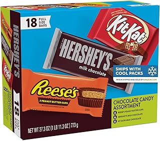 HERSHEY'S, KIT KAT and REESE'S Assorted Milk Chocolate Candy Variety Box, 27.3 oz (18 Count)