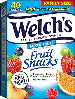 Welch's Fruit Snacks, Mixed Fruit Snack Box, Gluten Free, 0.8oz Snack Packs (Pack of 40)