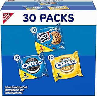 Nabisco Sweet Treats Cookie Variety Pack OREO, OREO Golden & CHIPS AHOY!, 30 Snack Packs (2 Cookies Per Pack)