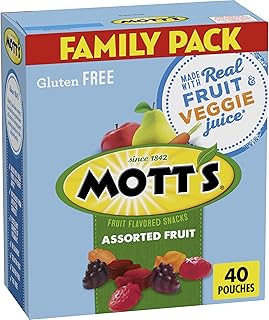 Mott's Fruit Flavored Snacks, Assorted Fruit, Gluten Free Snack, Family Pack, 40 Ct, 32 oz