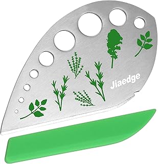 Herb Stripper, Jiaedge Green 9 holes Stainless Steel Kitchen Herbs Leaf Stripping Tool, Metal Herb Peeler for Kale, Collard Greens, Thyme, Basil, Rosemary Stripper