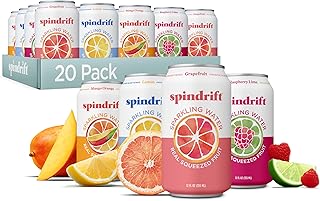 Spindrift Sparkling Water, 4 Flavor Variety Pack, Made with Real Squeezed Fruit, 12 Fl Oz (Pack of 20)