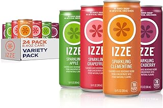 IZZE Sparkling Juice Beverage Blend, Variety Pack, Blackberry, Clementine, Apple, Grapefruit, No Sugar Added, 8.4 FL OZ, 24 Cans