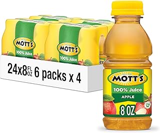 Mott's 100% Original Apple Juice, 8 Fl Oz Bottles, 24 Count (4 Packs Of 6), 2 Servings Of Fruit, 100% Fruit Juice, Gluten-free, Caffeine-free, Kosher, Contains No Artificial Colors Or Sweeteners