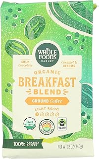 Whole Foods Market, Organic Breakfast Blend Ground Coffee, Light Roast, 12 Ounce