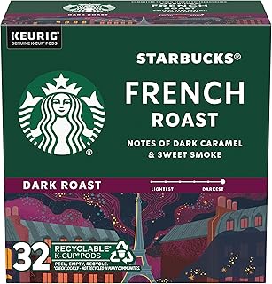 Starbucks K-Cup Coffee Pods, Dark Roast Coffee, French Roast, 100% Arabica, 1 box (32 pods)